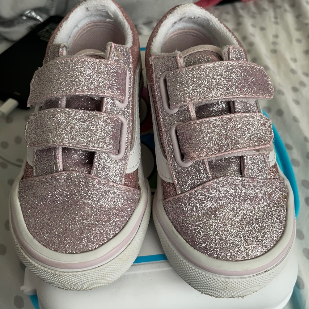 Vans  toddler size 6 pink glitter Velcro close